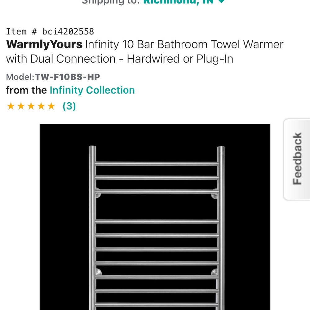 New in box towel warmer hard wire or plug in the wall